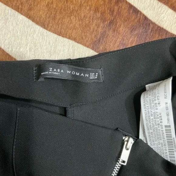 Zara Black High Waist Zipper Detail Leggings - Picture 4 of 4